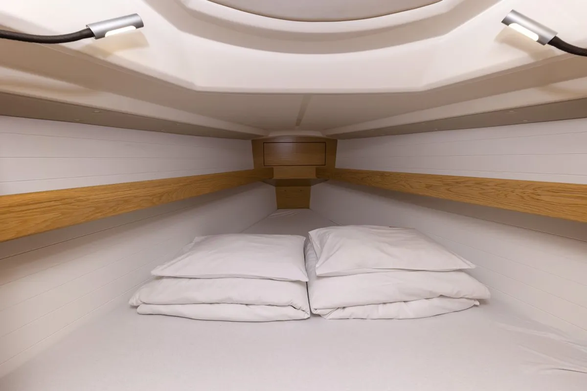 Cabin on Lena, a Bavaria Cruiser 34 Style sailboat at Zadar, Croatia