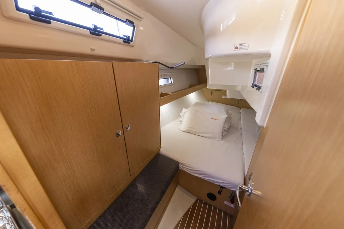 Cabin on Lena, a Bavaria Cruiser 34 Style sailboat at Zadar, Croatia