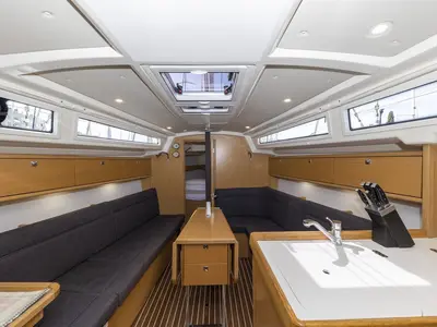 Salon of Lena, a Bavaria Cruiser 34 Style sailboat at Zadar, Croatia