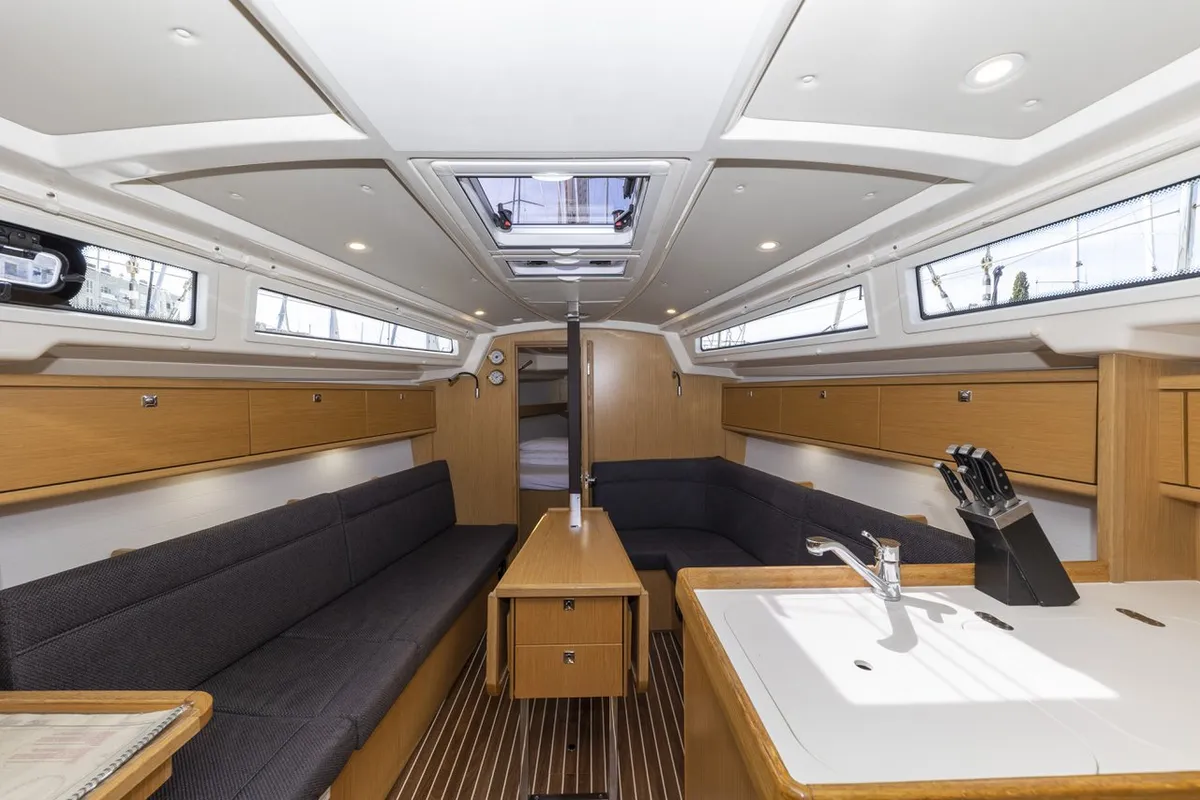 Salon of Lena, a Bavaria Cruiser 34 Style sailboat at Zadar, Croatia