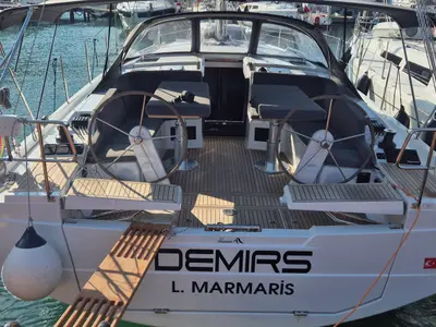 Cockpit of Demirs, a Hanse 410 sailboat at Fethiye, Turkey
