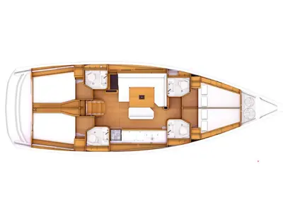 Floor plan of AF-OC40.1, a Jeanneau Sun Odyssey 479 sailboat at Municipal Unit of Lefkada, Greece