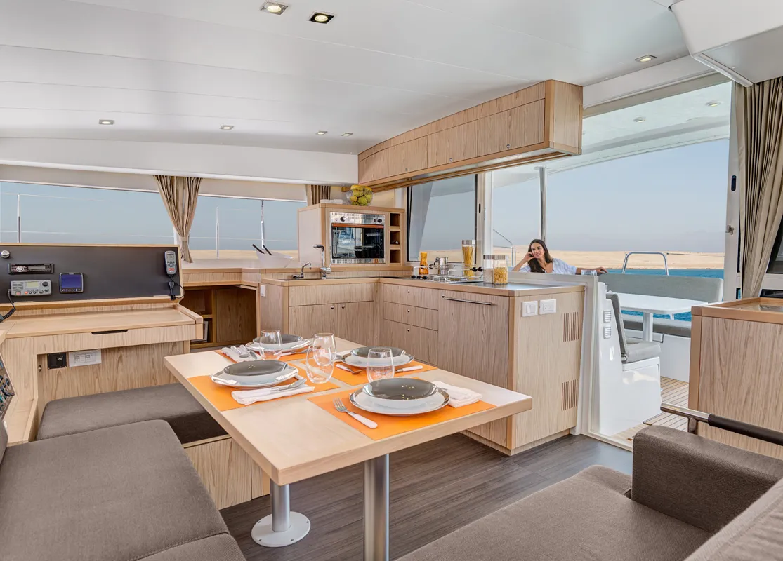 Galley of Shyva, a Lagoon 400 S2 catamaran at Municipal Unit of Lefkada, Greece