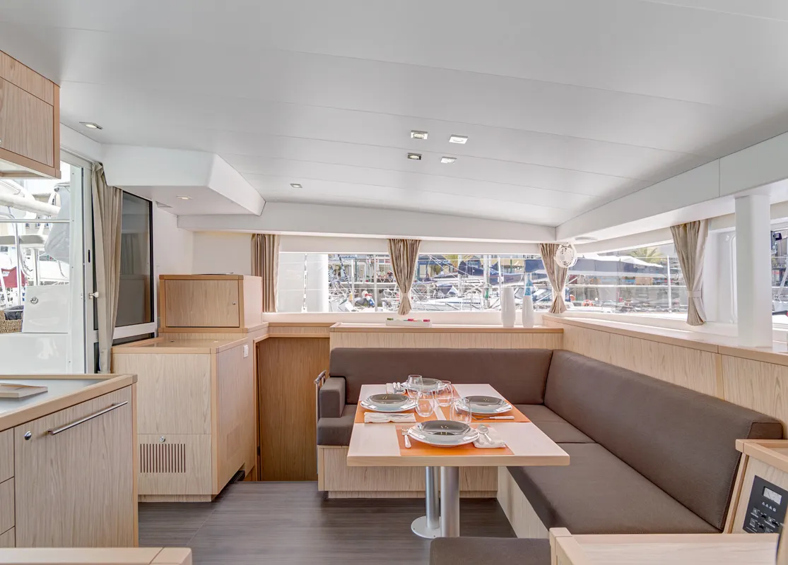 Salon of Shyva, a Lagoon 400 S2 catamaran at Municipal Unit of Lefkada, Greece