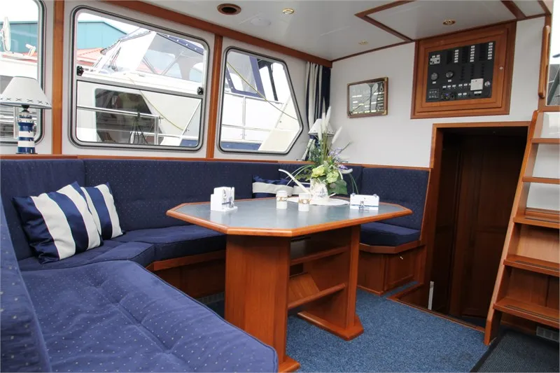 Salon of Victoria, a De Drait Kotterjacht 12.2 GL motorboat at Woudsend, Netherlands