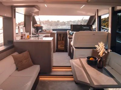 Cockpit of FGStar Mini, a Galeon 440 Fly (Diesel) motor yacht at Seget Donji, Croatia