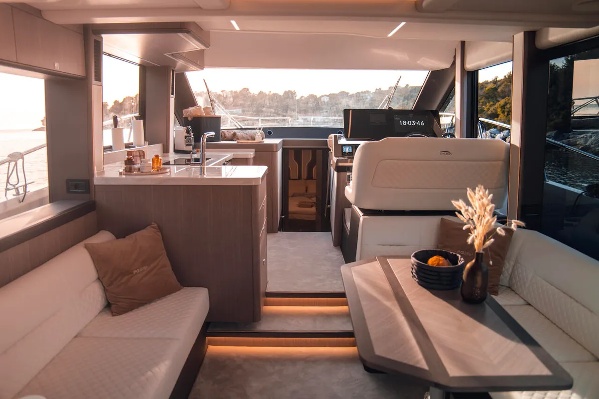 Cockpit of FGStar Mini, a Galeon 440 Fly (Diesel) motor yacht at Seget Donji, Croatia