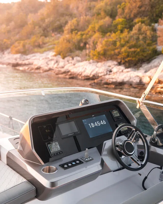 Salon of FGStar Mini, a Galeon 440 Fly (Diesel) motor yacht at Seget Donji, Croatia