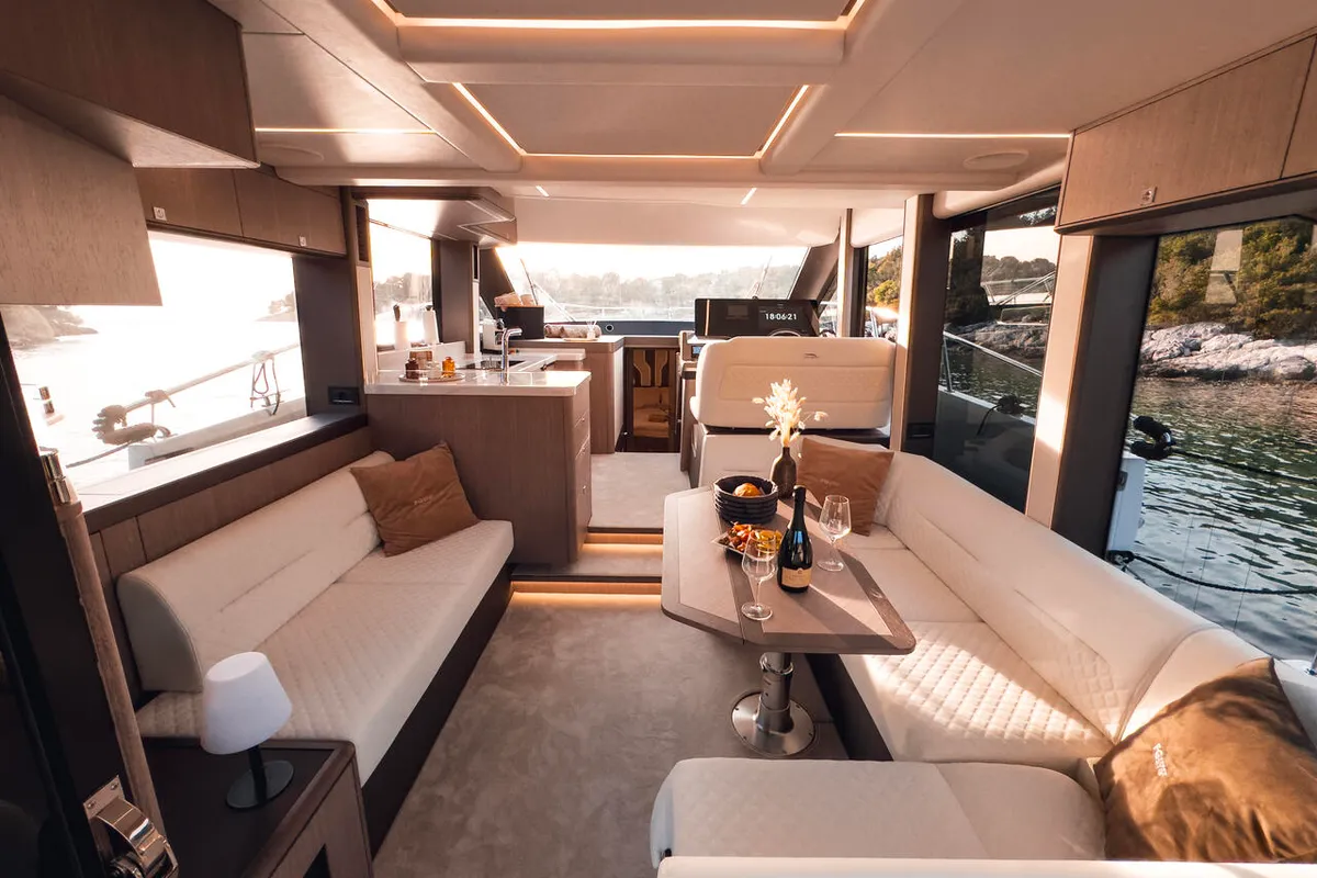 Galley of FGStar Mini, a Galeon 440 Fly (Diesel) motor yacht at Seget Donji, Croatia