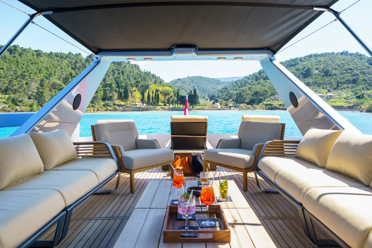 Deck of Phantom, a Gulet Motoryacht motor yacht at Split, Croatia