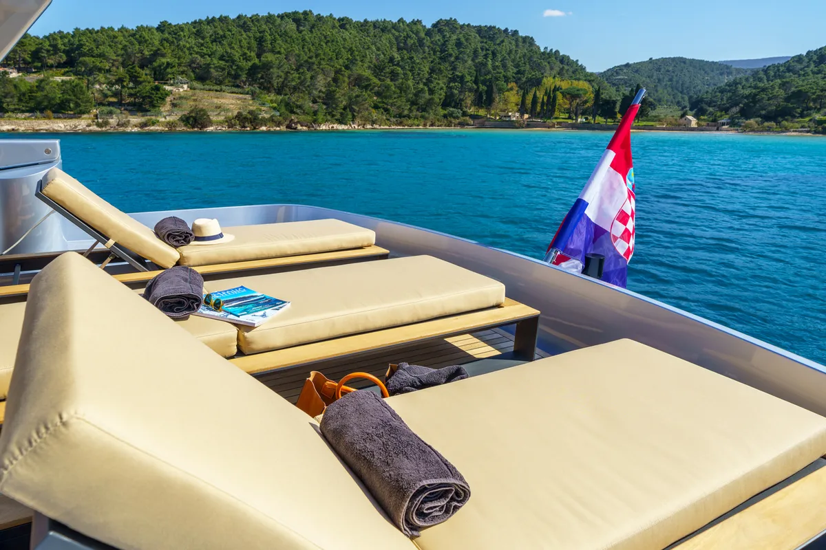 Deck of Phantom, a Gulet Motoryacht motor yacht at Split, Croatia