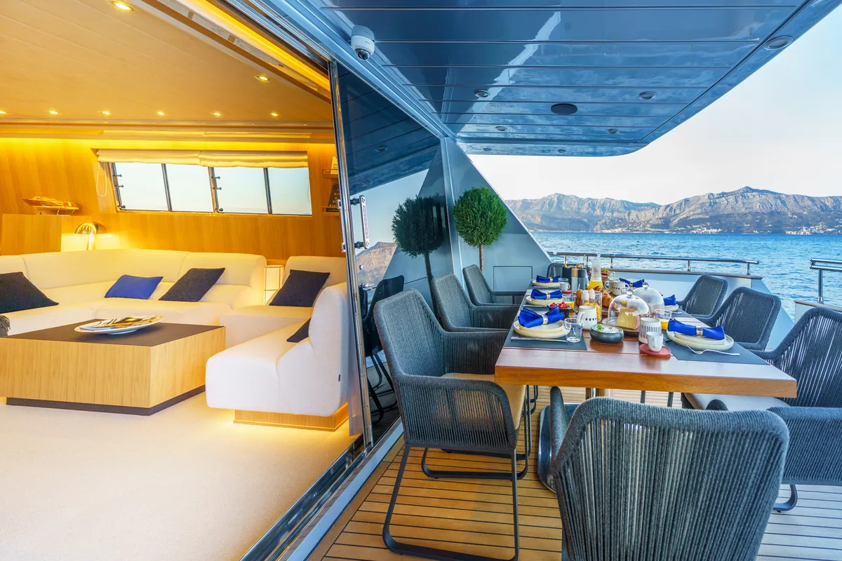 Deck of Phantom, a Gulet Motoryacht motor yacht at Split, Croatia