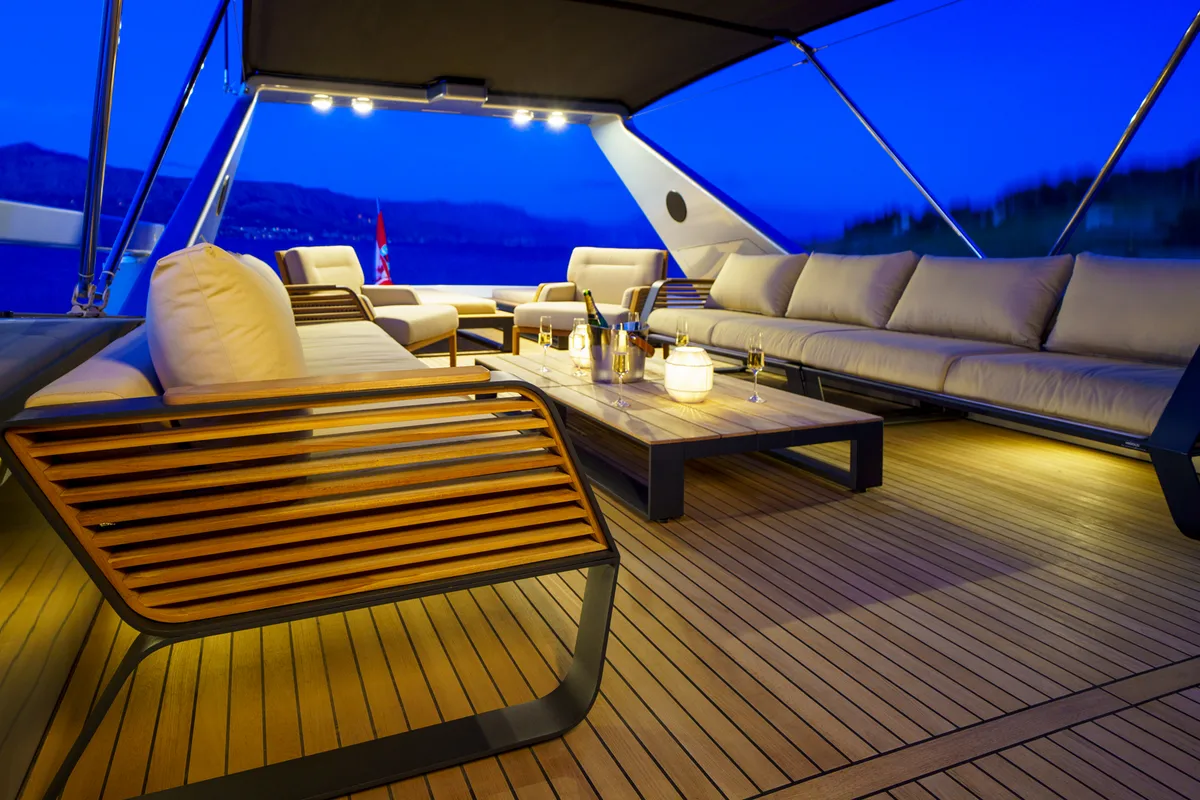 Deck of Phantom, a Gulet Motoryacht motor yacht at Split, Croatia