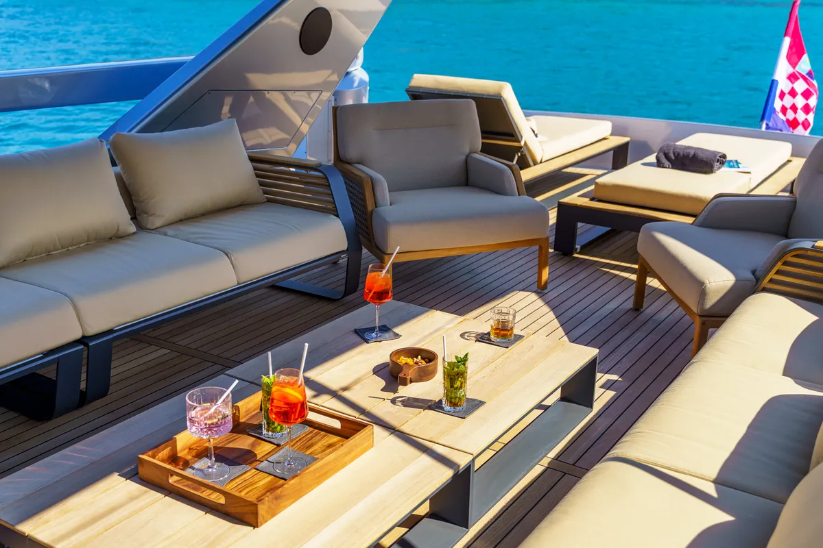 Deck of Phantom, a Gulet Motoryacht motor yacht at Split, Croatia