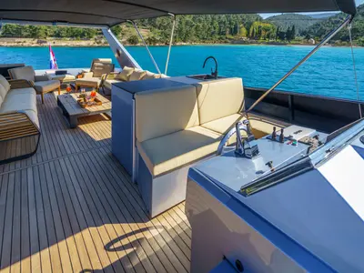 Cockpit of Phantom, a Gulet Motoryacht motor yacht at Split, Croatia