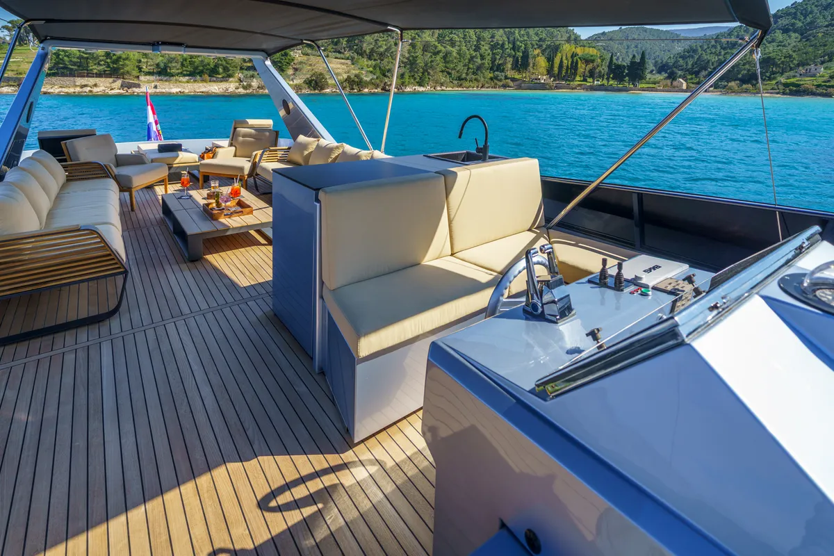Cockpit of Phantom, a Gulet Motoryacht motor yacht at Split, Croatia