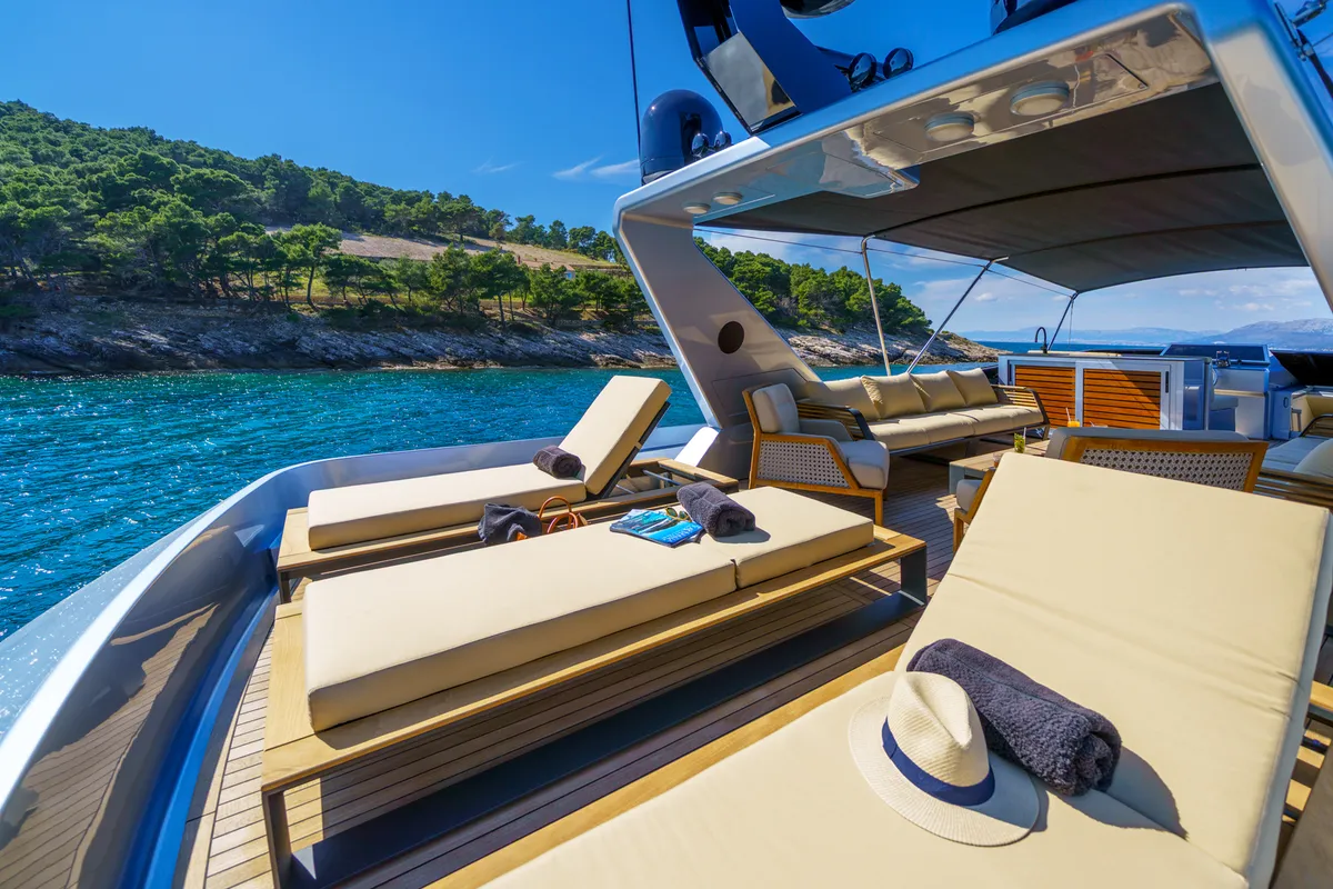 Deck of Phantom, a Gulet Motoryacht motor yacht at Split, Croatia