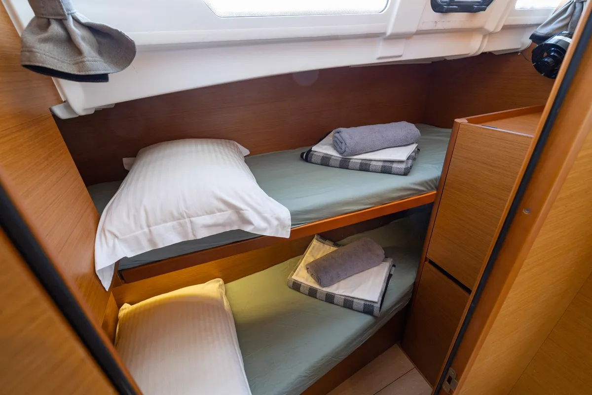Cabin on Maria, a Jeanneau Sun Odyssey 490 sailboat at Municipal Unit of Lefkada, Greece