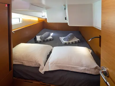 Cabin on Maria, a Jeanneau Sun Odyssey 490 sailboat at Municipal Unit of Lefkada, Greece