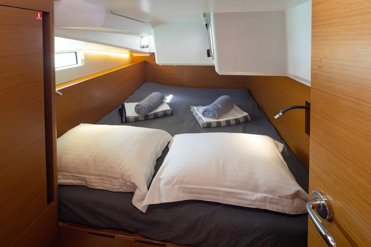 Cabin on Maria, a Jeanneau Sun Odyssey 490 sailboat at Municipal Unit of Lefkada, Greece