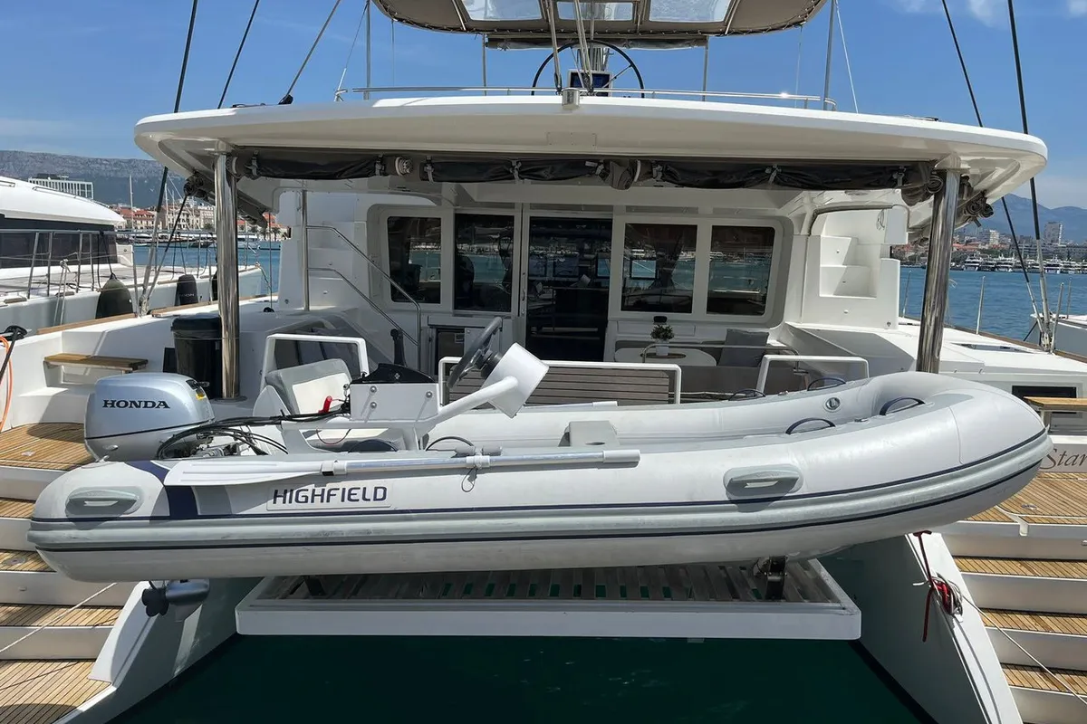 Exterior view of Adriatic Star, a Lagoon 52 catamaran at Split, Croatia