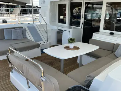 Deck of Adriatic Star, a Lagoon 52 catamaran at Split, Croatia
