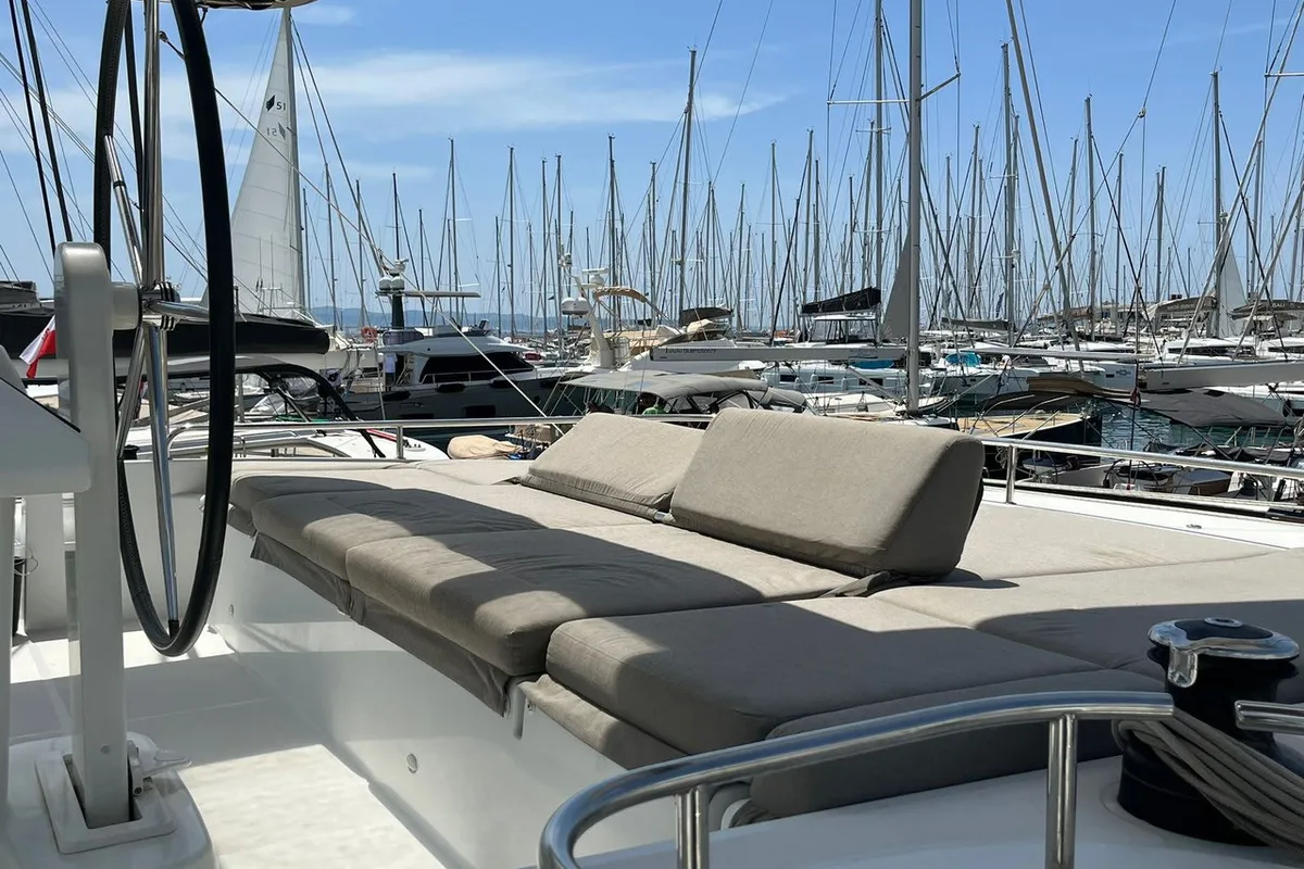 Deck of Adriatic Star, a Lagoon 52 catamaran at Split, Croatia