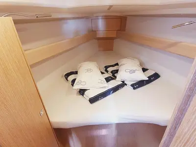 Cabin on Pace, a Bavaria Cruiser 34 sailboat at Grad Pula, Croatia