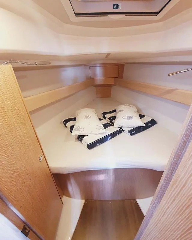 Cabin on Pace, a Bavaria Cruiser 34 sailboat at Grad Pula, Croatia