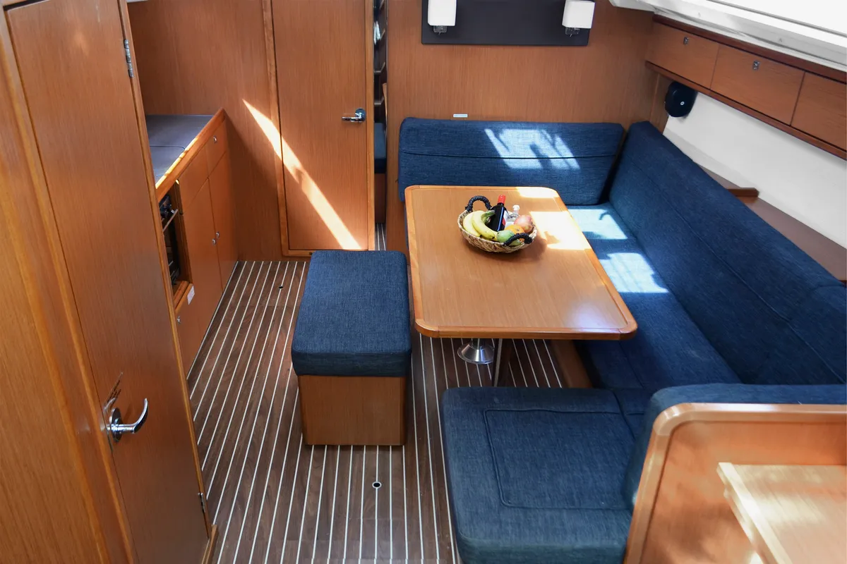 Salon of Dioni, a Bavaria Cruiser 41 sailboat at Athens, Greece