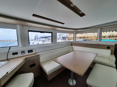Salon of ALBA, a Lagoon 46 catamaran at Tonnarella, Italy