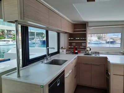 Galley of ALBA, a Lagoon 46 catamaran at Tonnarella, Italy