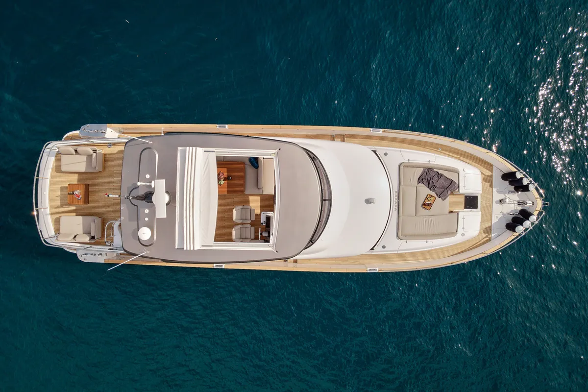 Exterior view of Princess M, a Azimut Magellano 66 motor yacht at Podstrana - Miljevac, Croatia