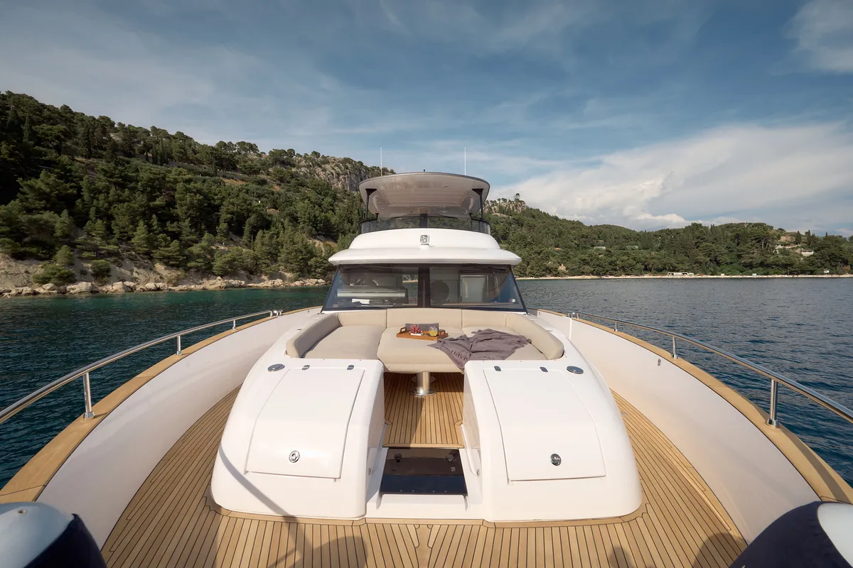 Deck of Princess M, a Azimut Magellano 66 motor yacht at Podstrana - Miljevac, Croatia