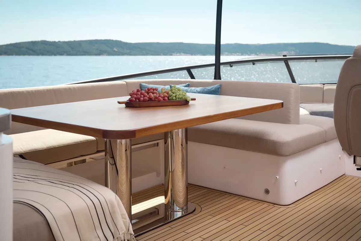 Deck of Princess M, a Azimut Magellano 66 motor yacht at Podstrana - Miljevac, Croatia