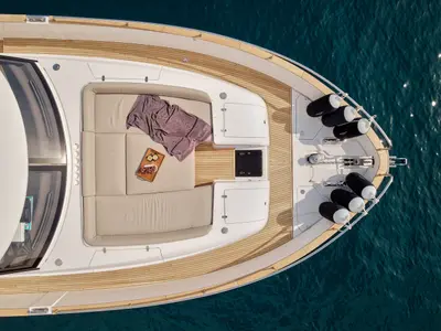 Deck of Princess M, a Azimut Magellano 66 motor yacht at Podstrana - Miljevac, Croatia