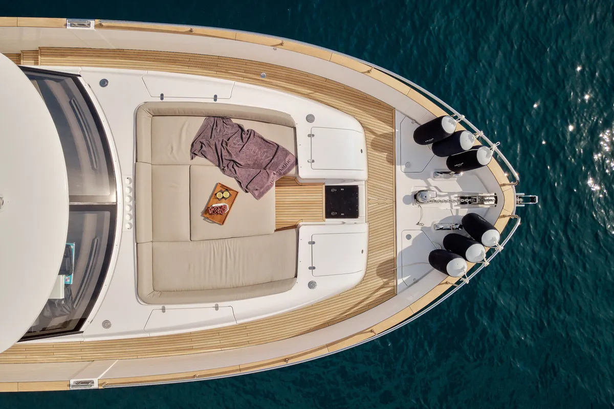 Deck of Princess M, a Azimut Magellano 66 motor yacht at Podstrana - Miljevac, Croatia