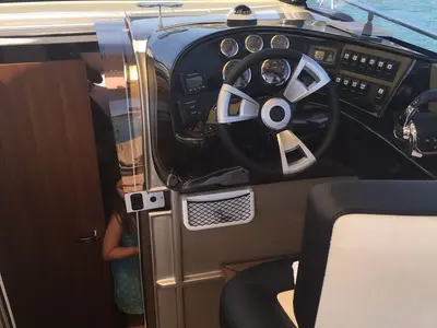 Cockpit of Laura, a Grginić jahte Mirakul 30 motorboat at Grad Biograd na Moru, Croatia