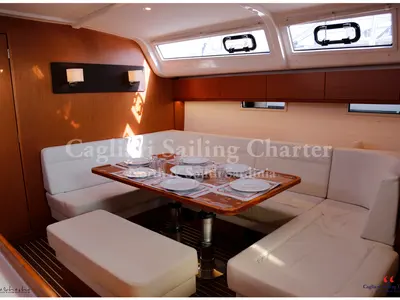 Salon of Mediterranea, a Bavaria Cruiser 51 sailboat at Cagliari, Italy