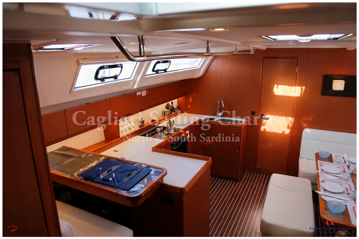 Galley of Mediterranea, a Bavaria Cruiser 51 sailboat at Cagliari, Italy