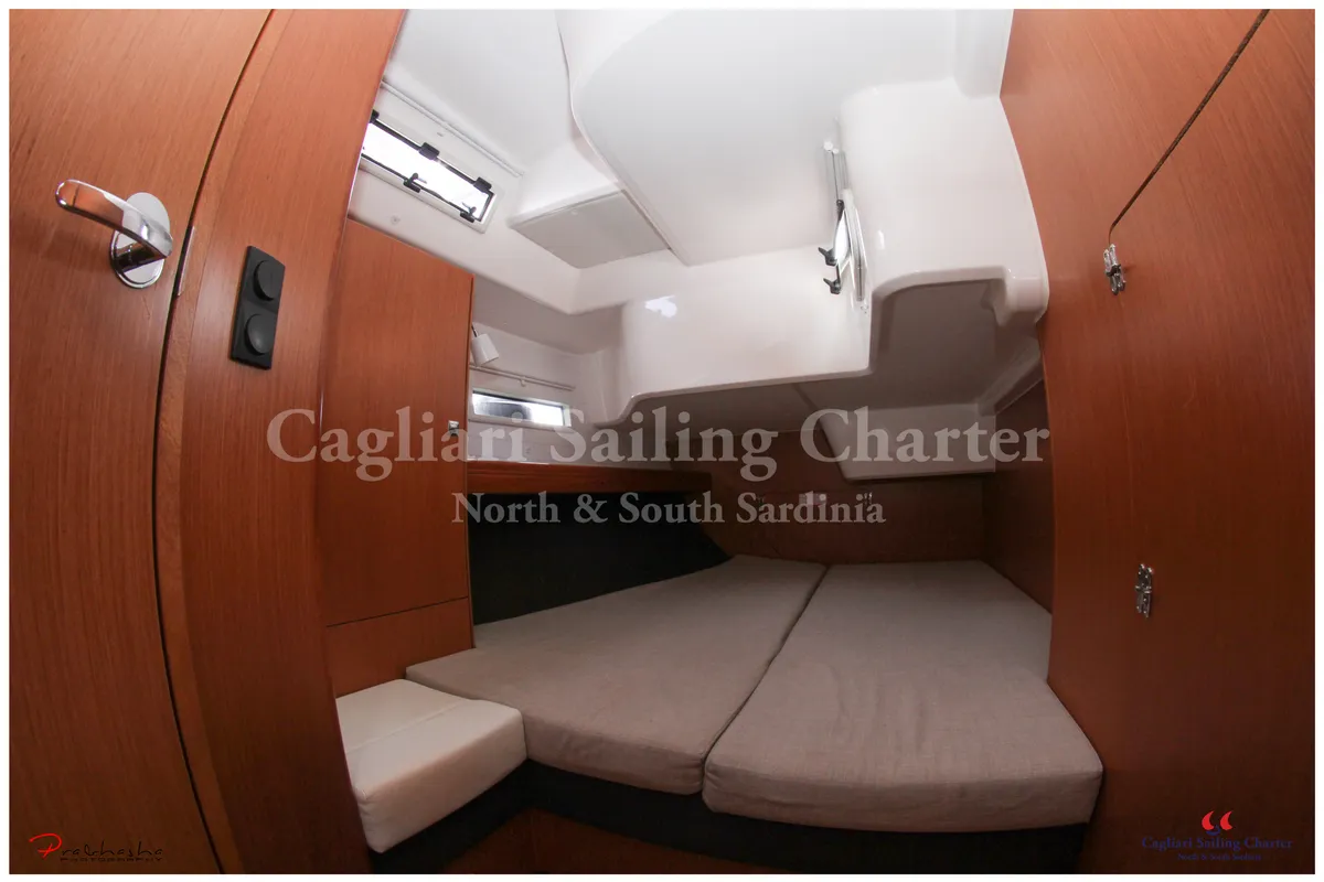 Cabin on Mediterranea, a Bavaria Cruiser 51 sailboat at Cagliari, Italy