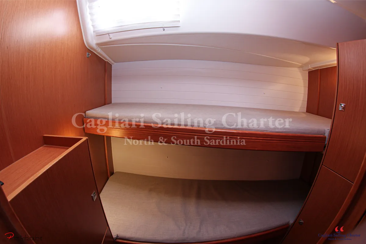 Cabin on Mediterranea, a Bavaria Cruiser 51 sailboat at Cagliari, Italy