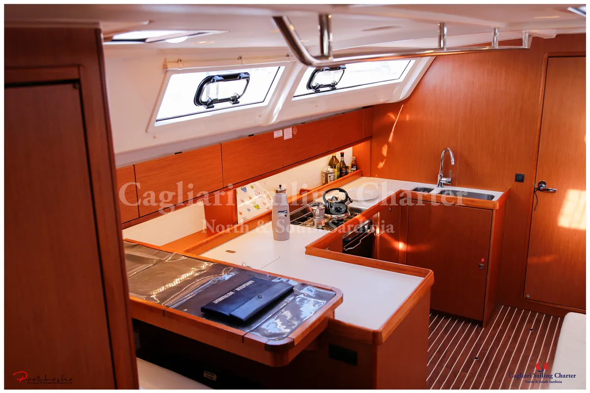 Galley of Mediterranea, a Bavaria Cruiser 51 sailboat at Cagliari, Italy