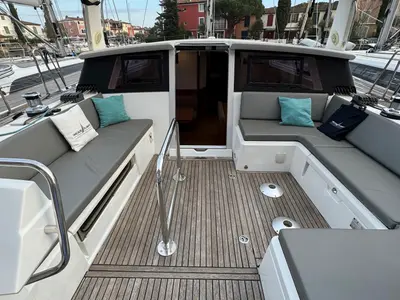 Deck of Hadi Hadi, a Beneteau Sense 50 sailboat at Grimaud, France