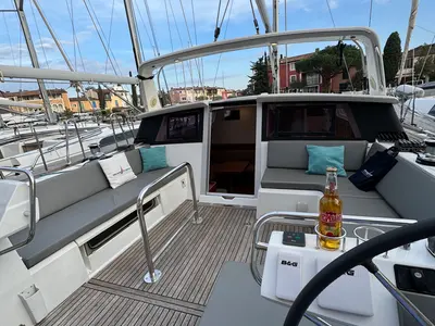 Cockpit of Hadi Hadi, a Beneteau Sense 50 sailboat at Grimaud, France