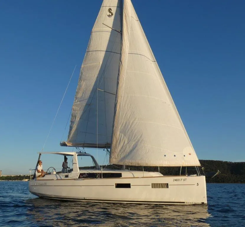 Exterior view of Lorenzo, a Beneteau Oceanis 35 sailboat at Split, Croatia