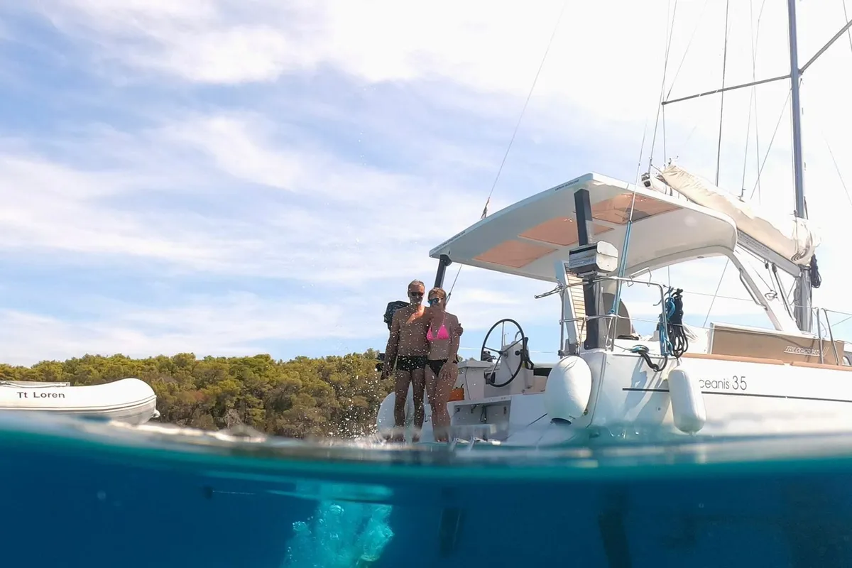 Exterior view of Lorenzo, a Beneteau Oceanis 35 sailboat at Split, Croatia