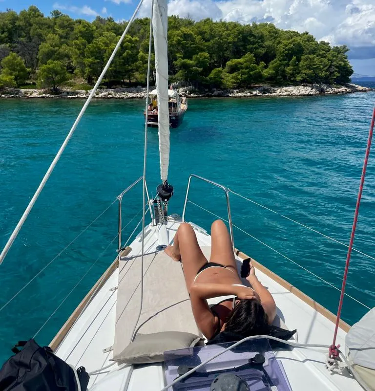 Exterior view of Lorenzo, a Beneteau Oceanis 35 sailboat at Split, Croatia