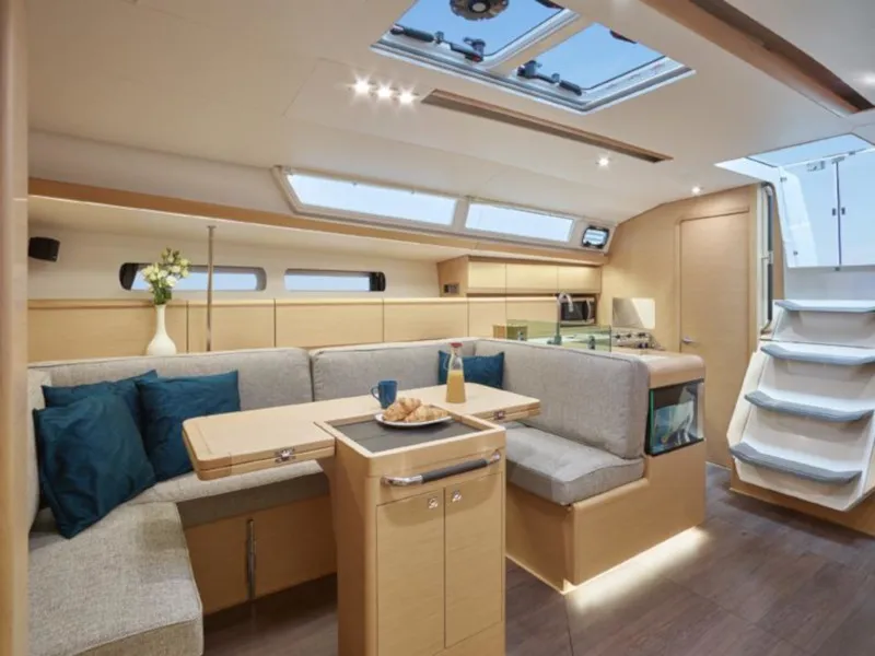 Salon of Matar, a Jeanneau Sun Odyssey 449 sailboat at Cagliari, Italy