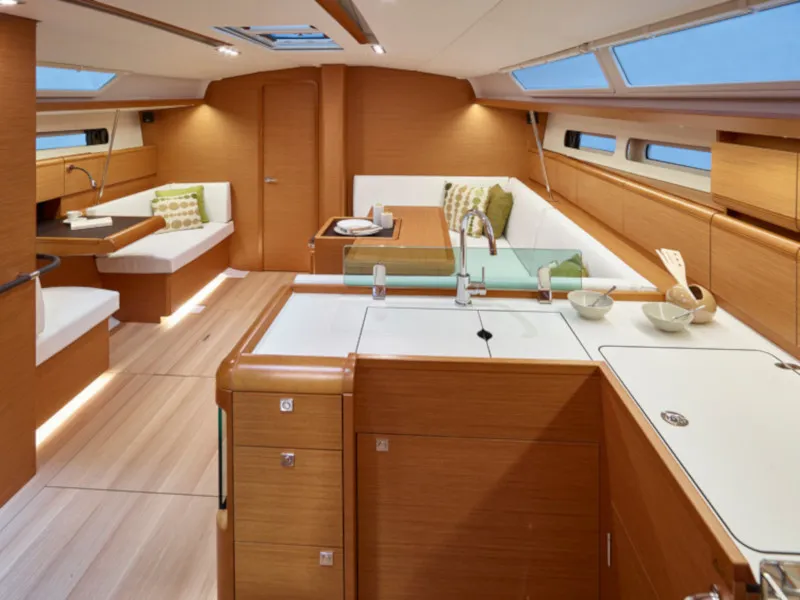 Salon of Matar, a Jeanneau Sun Odyssey 449 sailboat at Cagliari, Italy